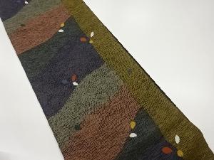 曲線に花弁模様織出し袋帯